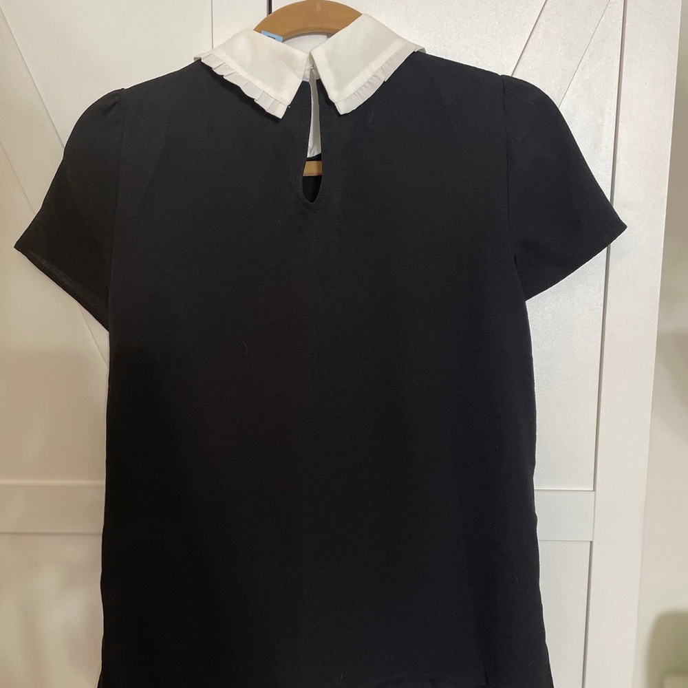 CeCe Black Blouse with White Collar - Picture 3 of 3